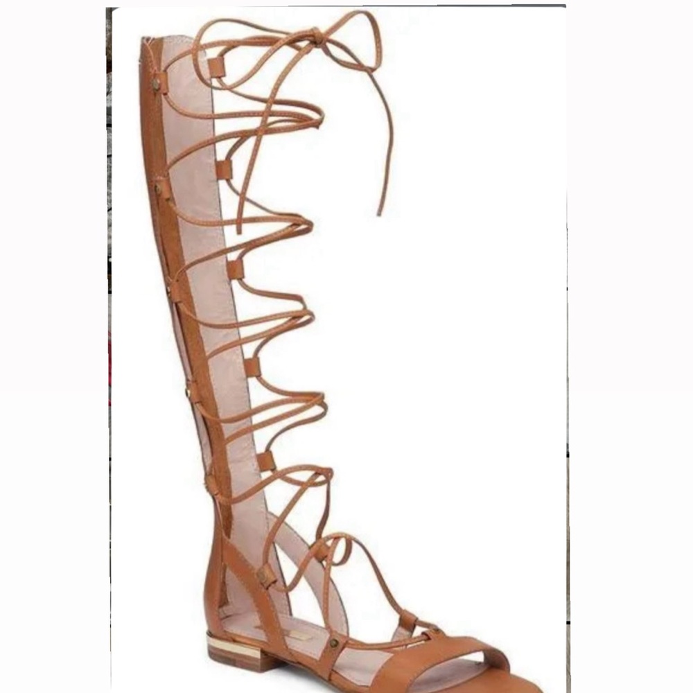 Louise et Cie Tan Gladiator Sandals with Intricate Lacing
